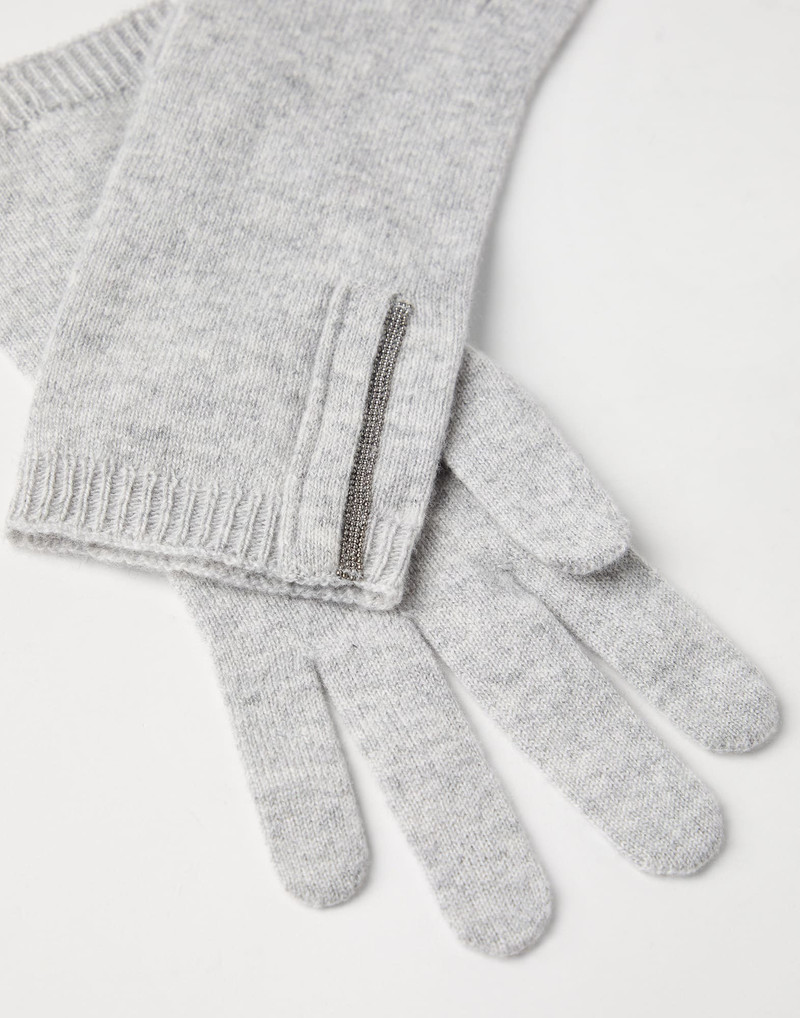 Brunello Cucinelli Cashmere knit gloves with monili outlook