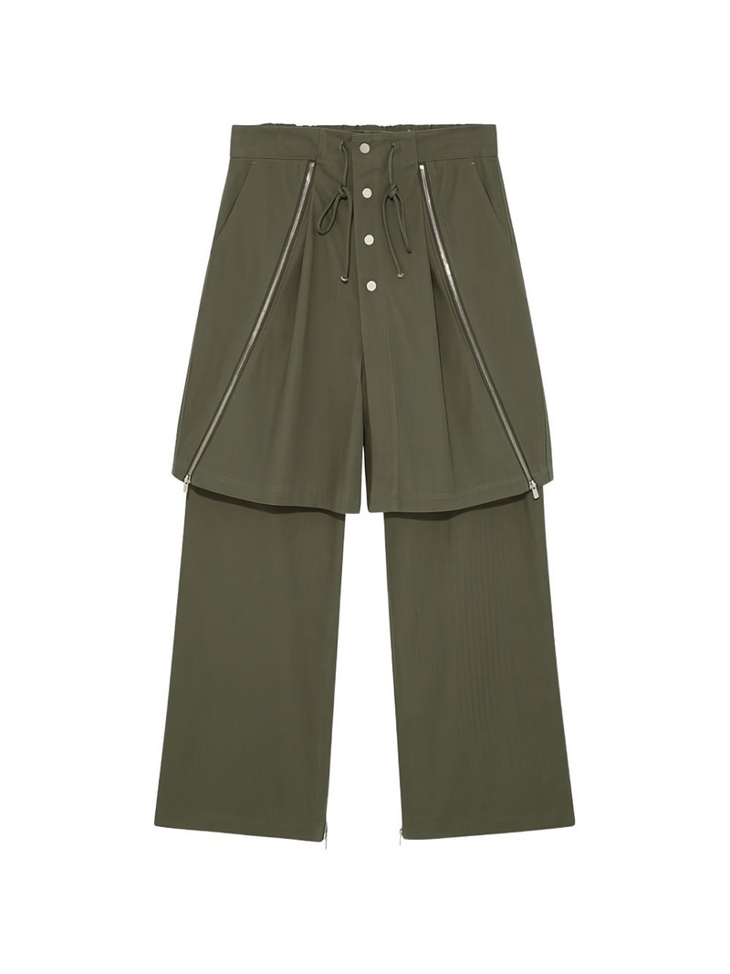 zip-detail layered trousers 1