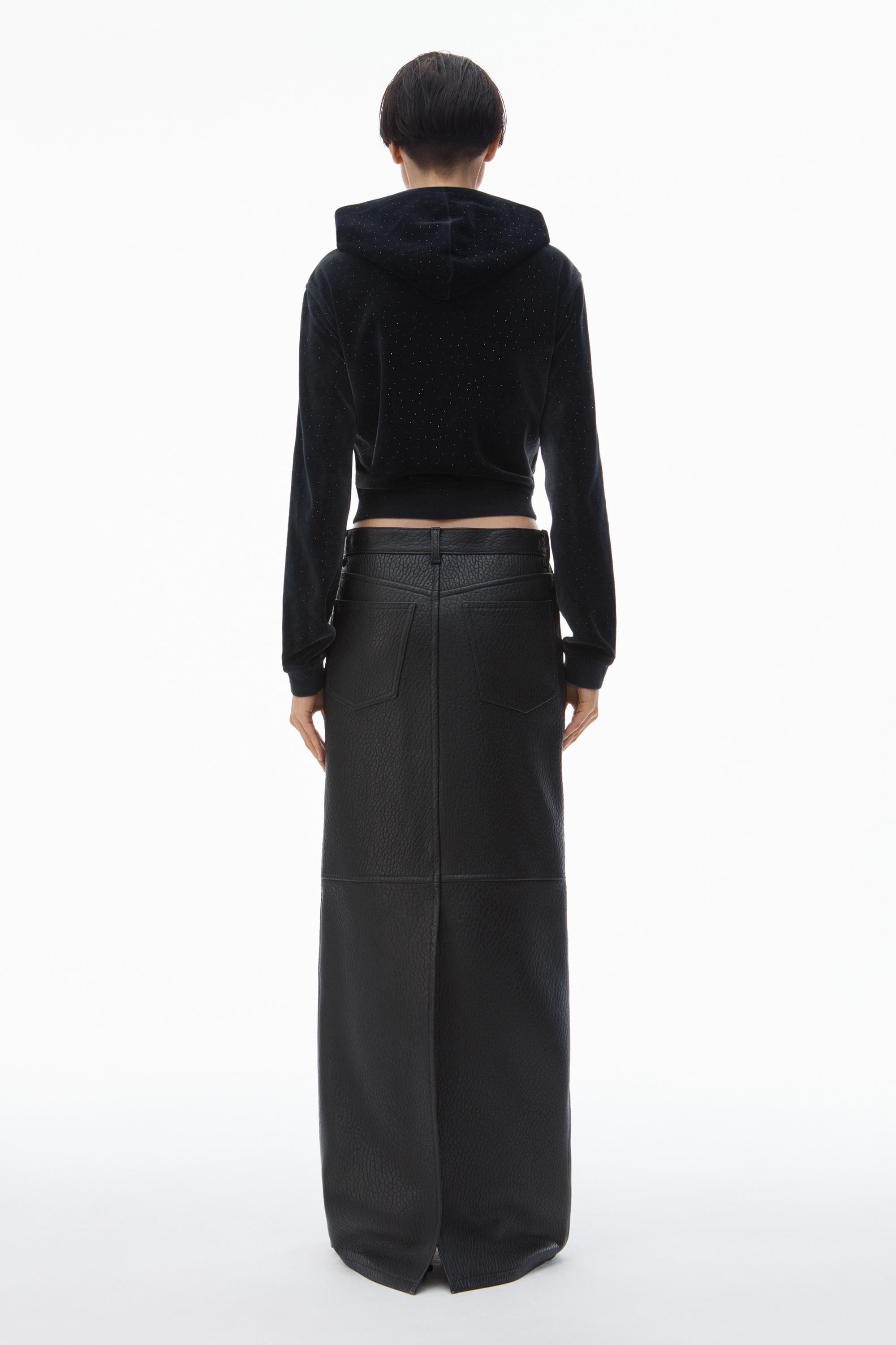 Hoodie with Clear Bead Hotfix in Crushed Velour - 5