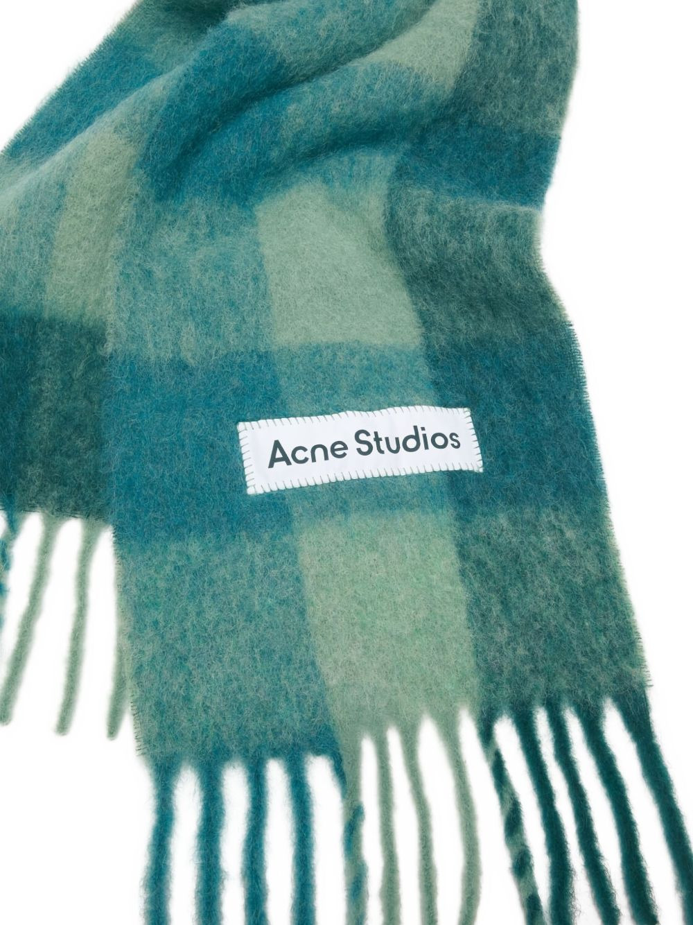 checked fringed scarf - 2