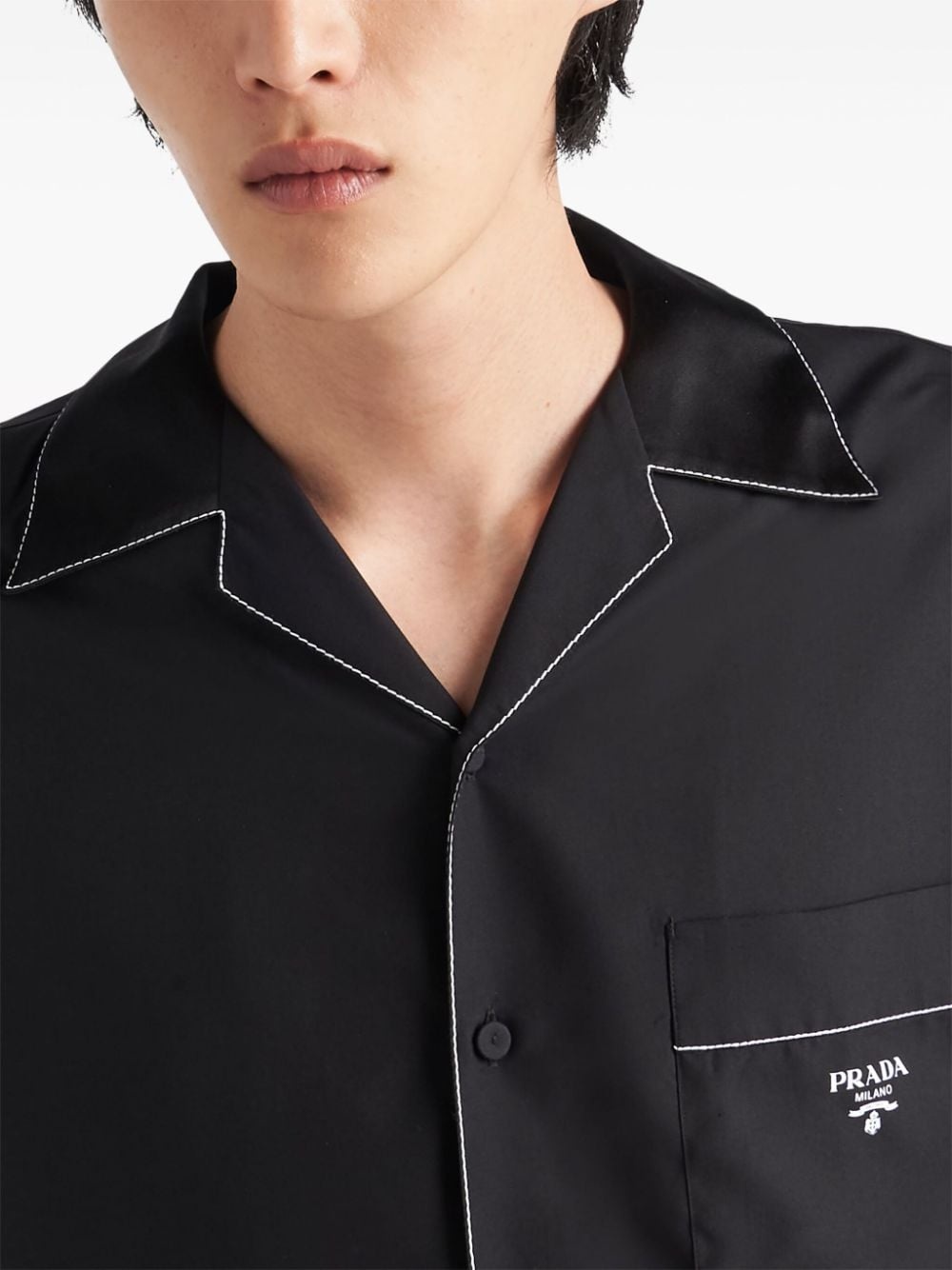 contrasting-trim pyjama silk shirt - 5