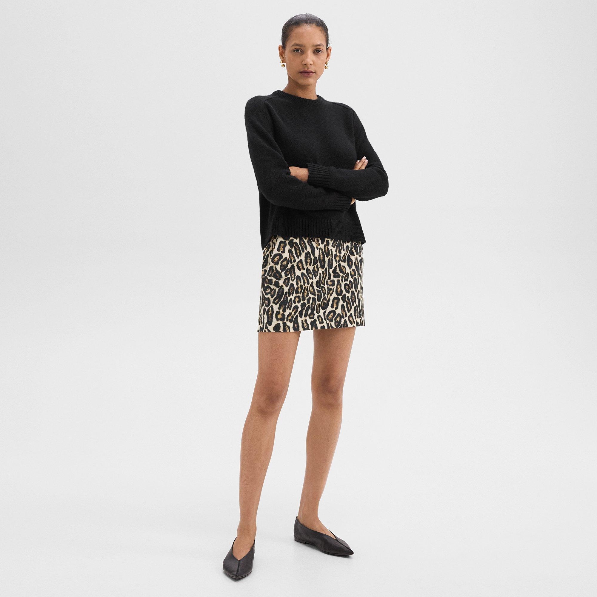 Mini Trouser Skirt in Stretch Leopard Wool - 3