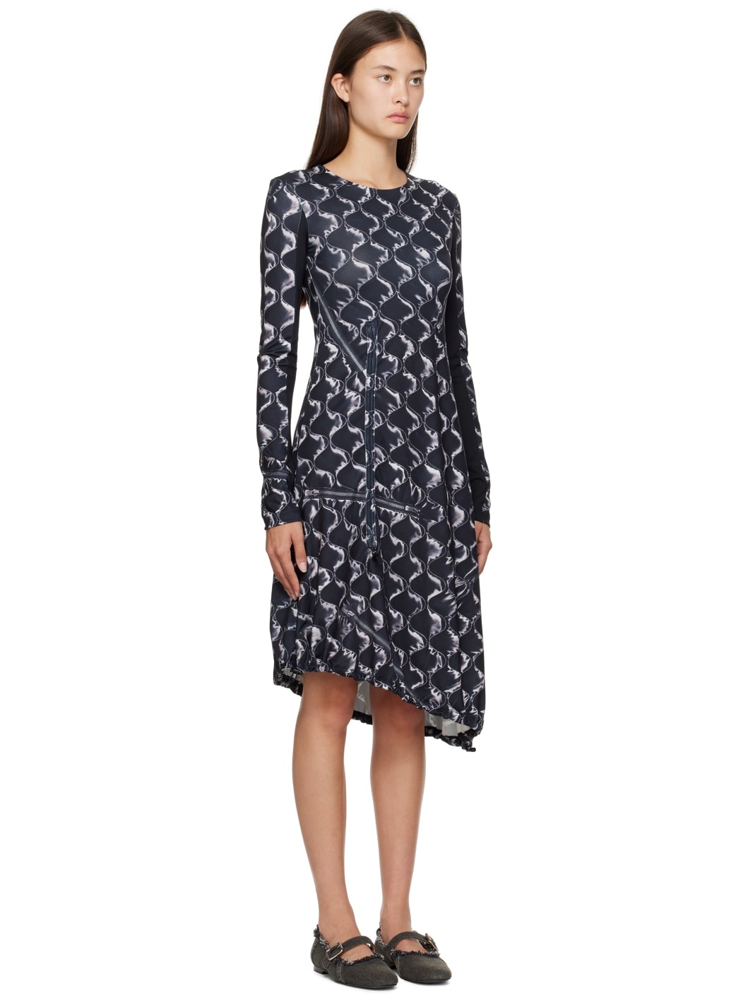 Black Quilting Midi Dress - 2