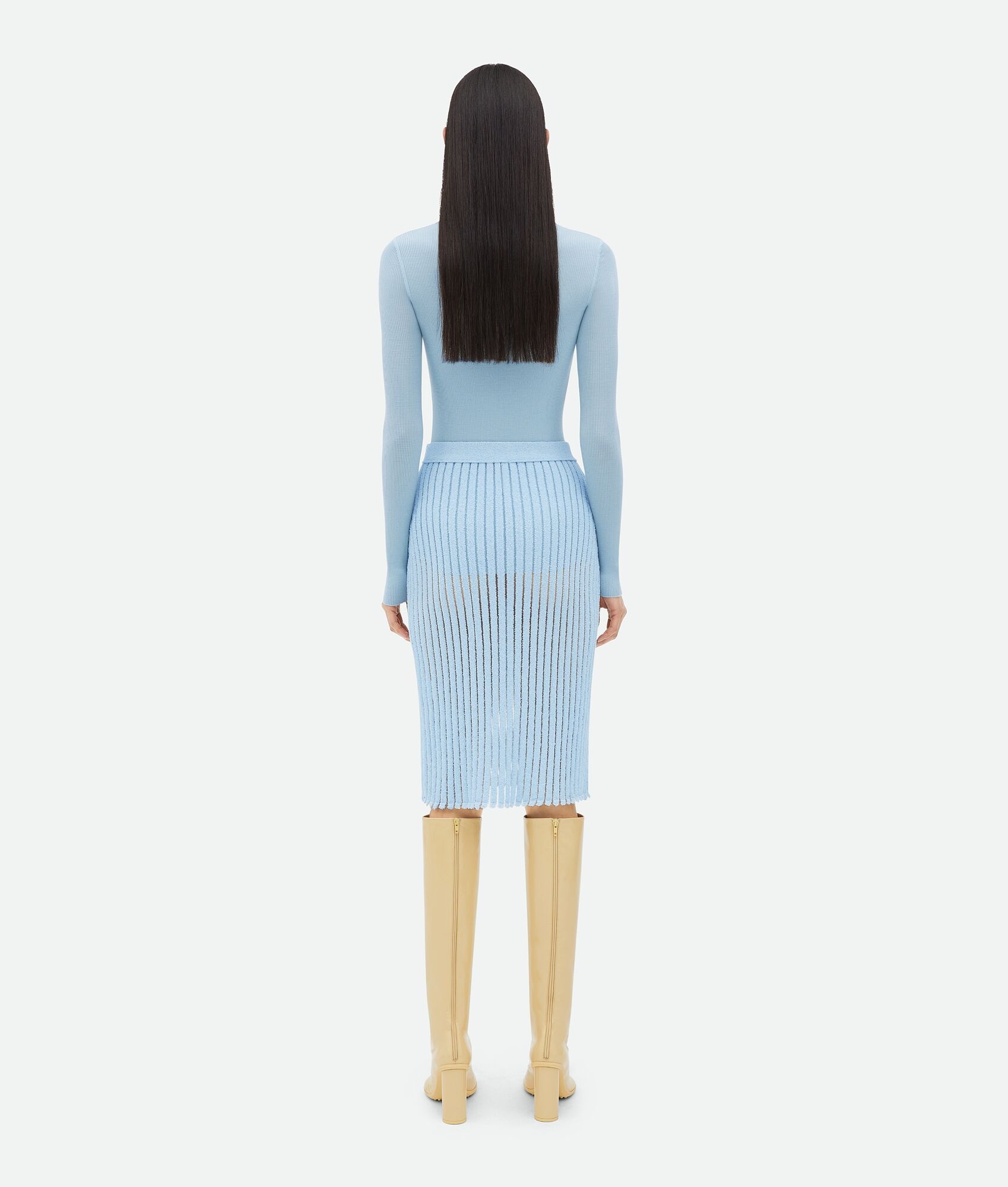 Cotton And Nylon Striped Midi Skirt - 3