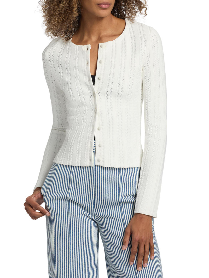 Women's Faye Compact Jacquard Cardigan - Ivory 3