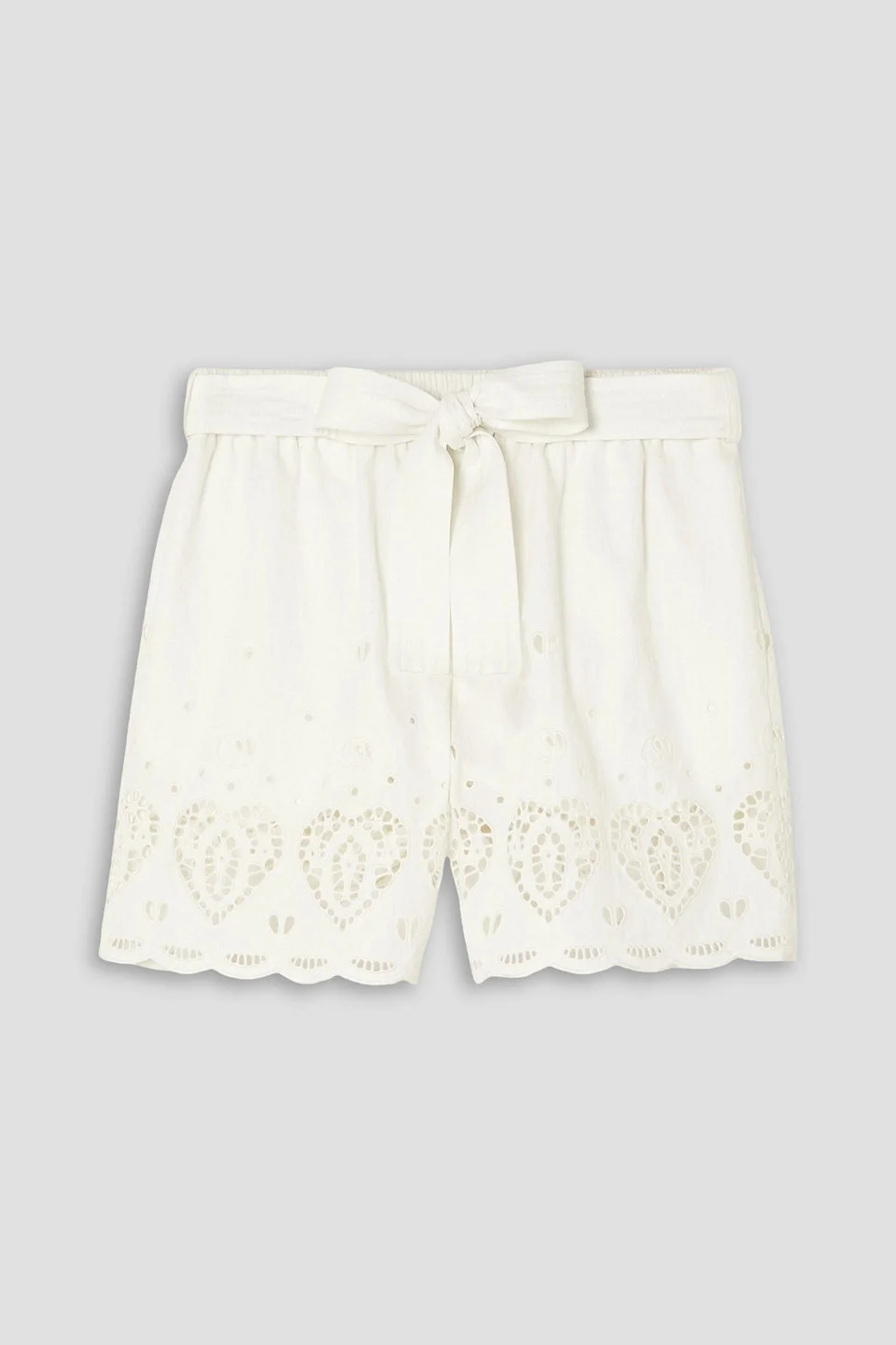 Belted broderie anglaise woven shorts - 1