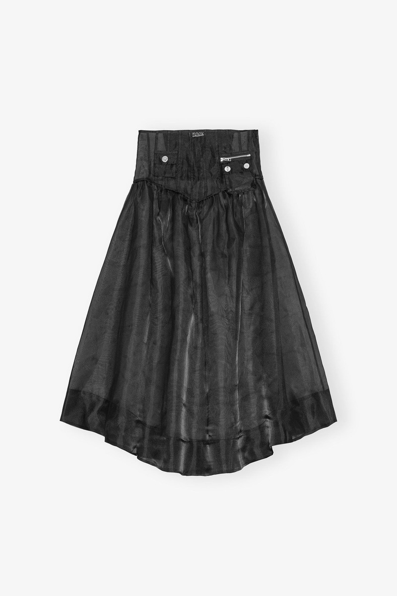 BLACK TECHNICAL ORGANZA POCKET SKIRT 1