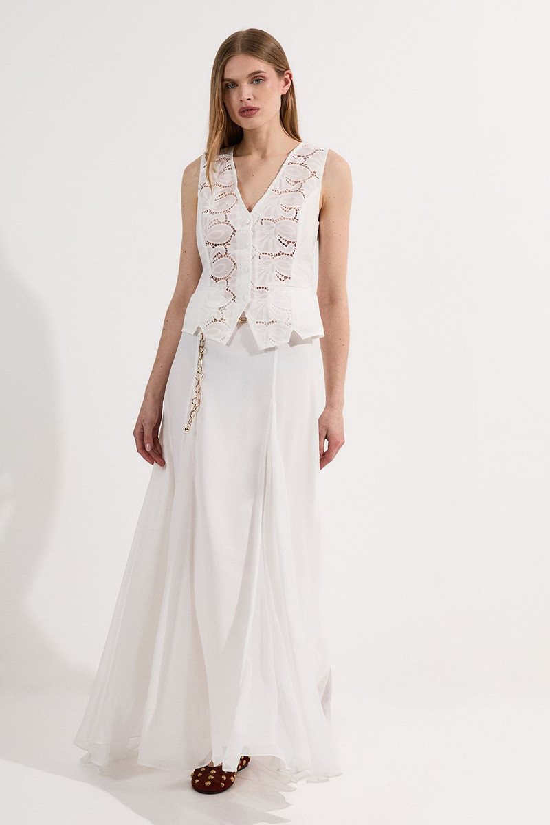 Crinkle Georgette Godet Woven Maxi Skirt 1