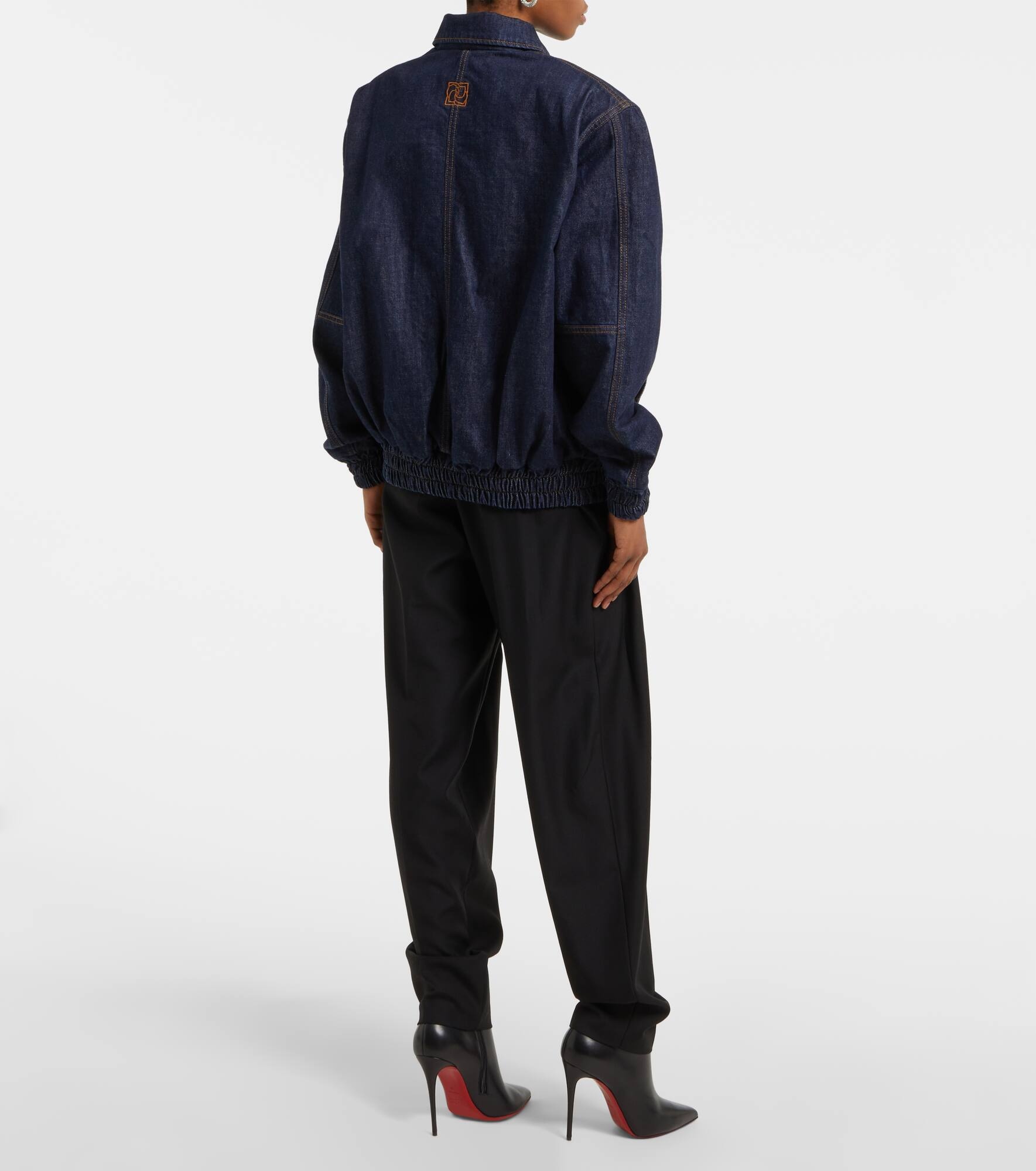 Oversized denim bomber jacket - 3