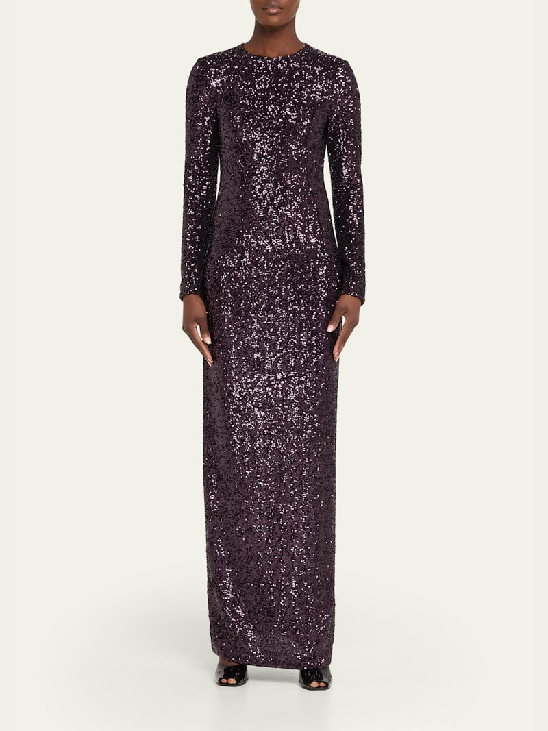 MICHAEL KORS COLLECTION Stretch Sequined Long-Sleeve Gown outlook