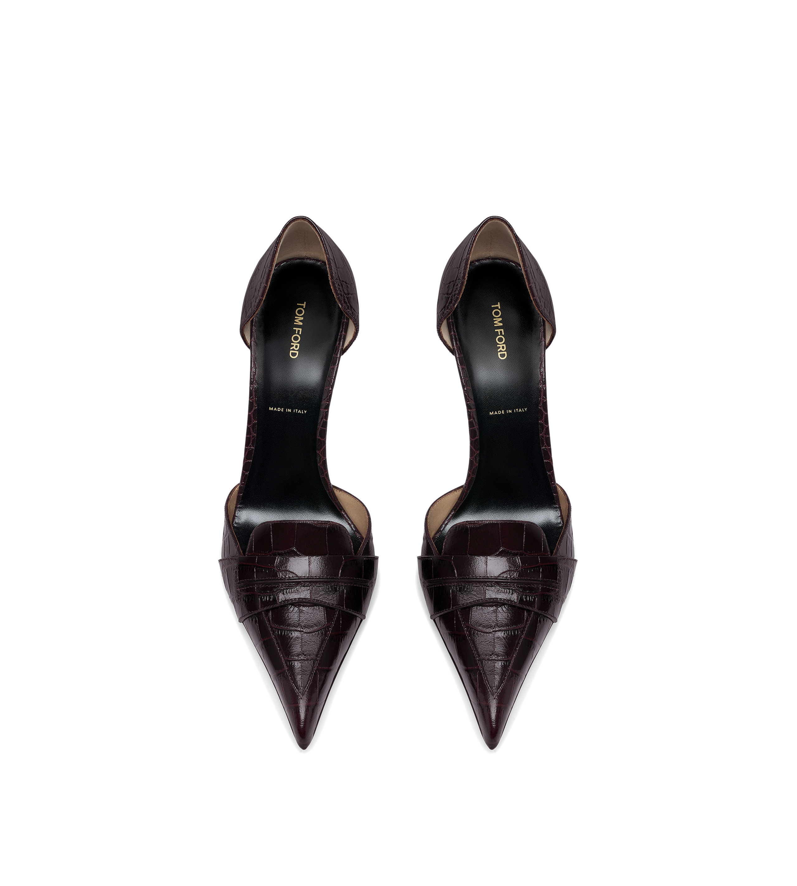 SHINY STAMPED CROCODILE LEATHER EVA D'ORSAY PUMP - 4