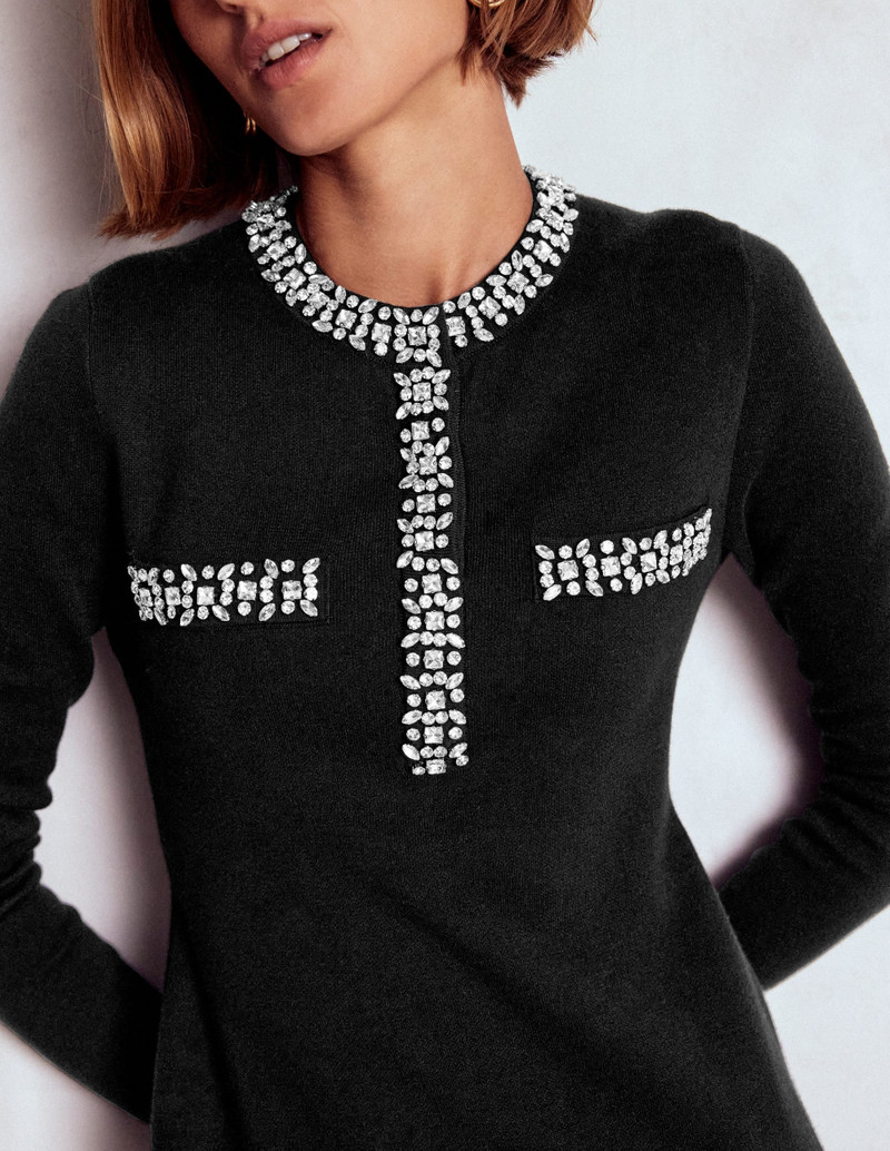 Embellished Knitted Dress-Black 4