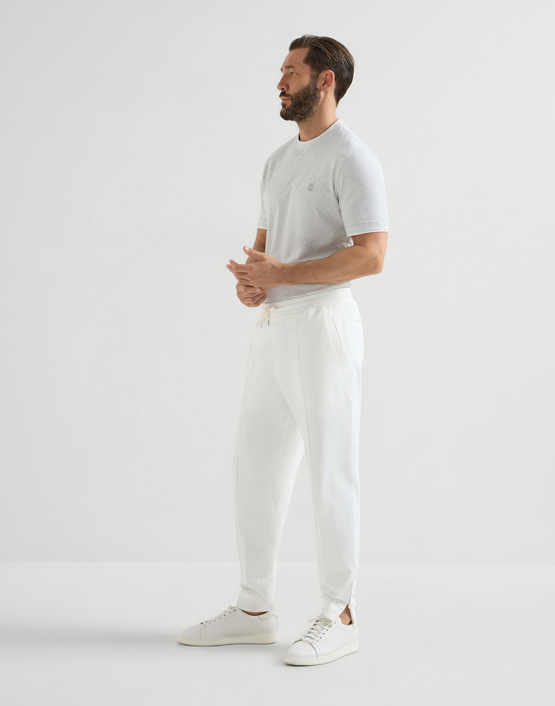 Techno cotton French terry trousers with Crête detail and elasticated zipper cuffs 5