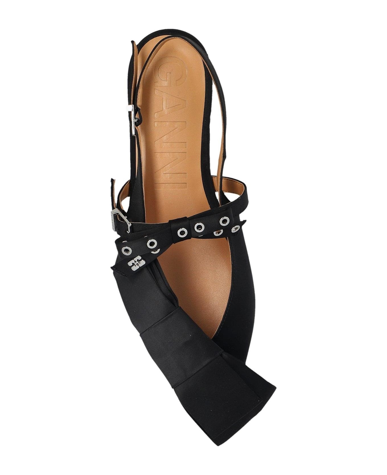 'big Bow' Black Polyester Ballet Flats - 4