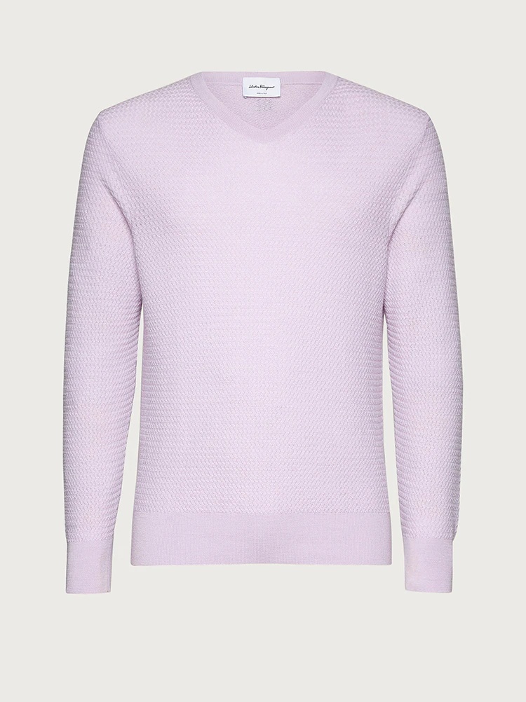 KNITTED V-NECK SWEATER - 1