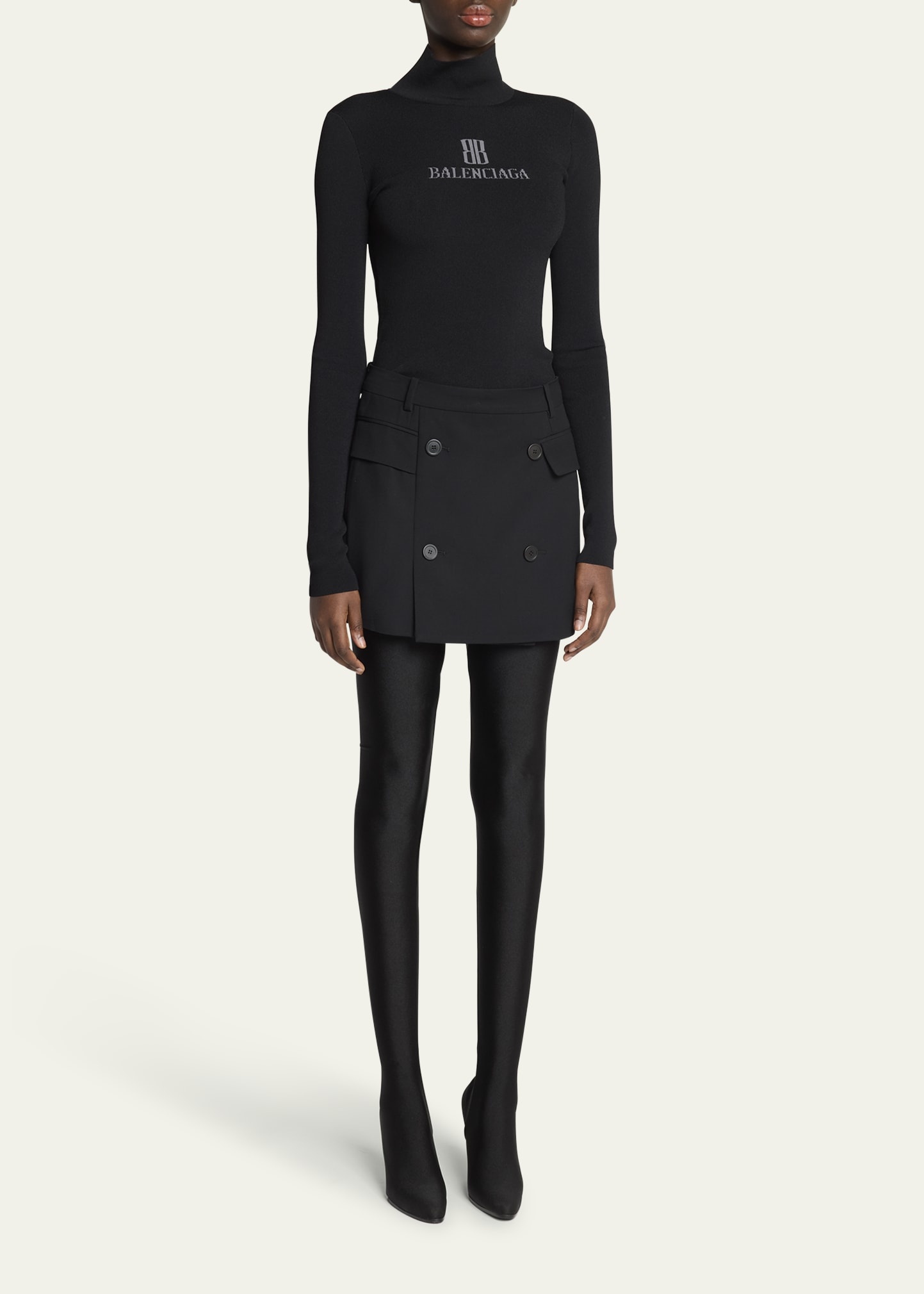 Double-Breasted Tailored Mini Skirt - 2