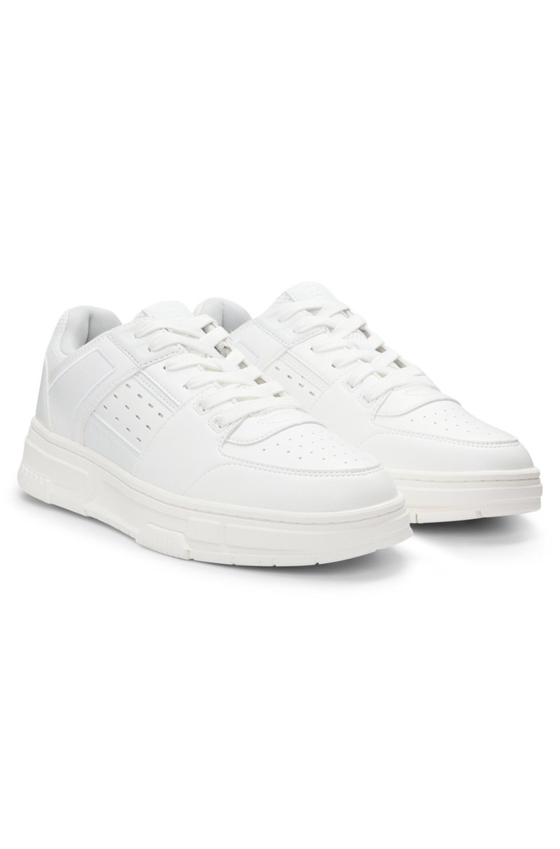 FAUX-LEATHER TRAINERS WITH MESH TRIMS 2
