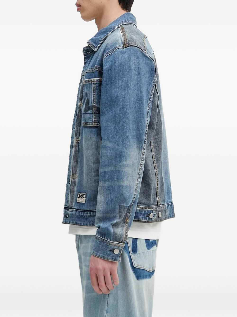 panelled denim jacket - 3