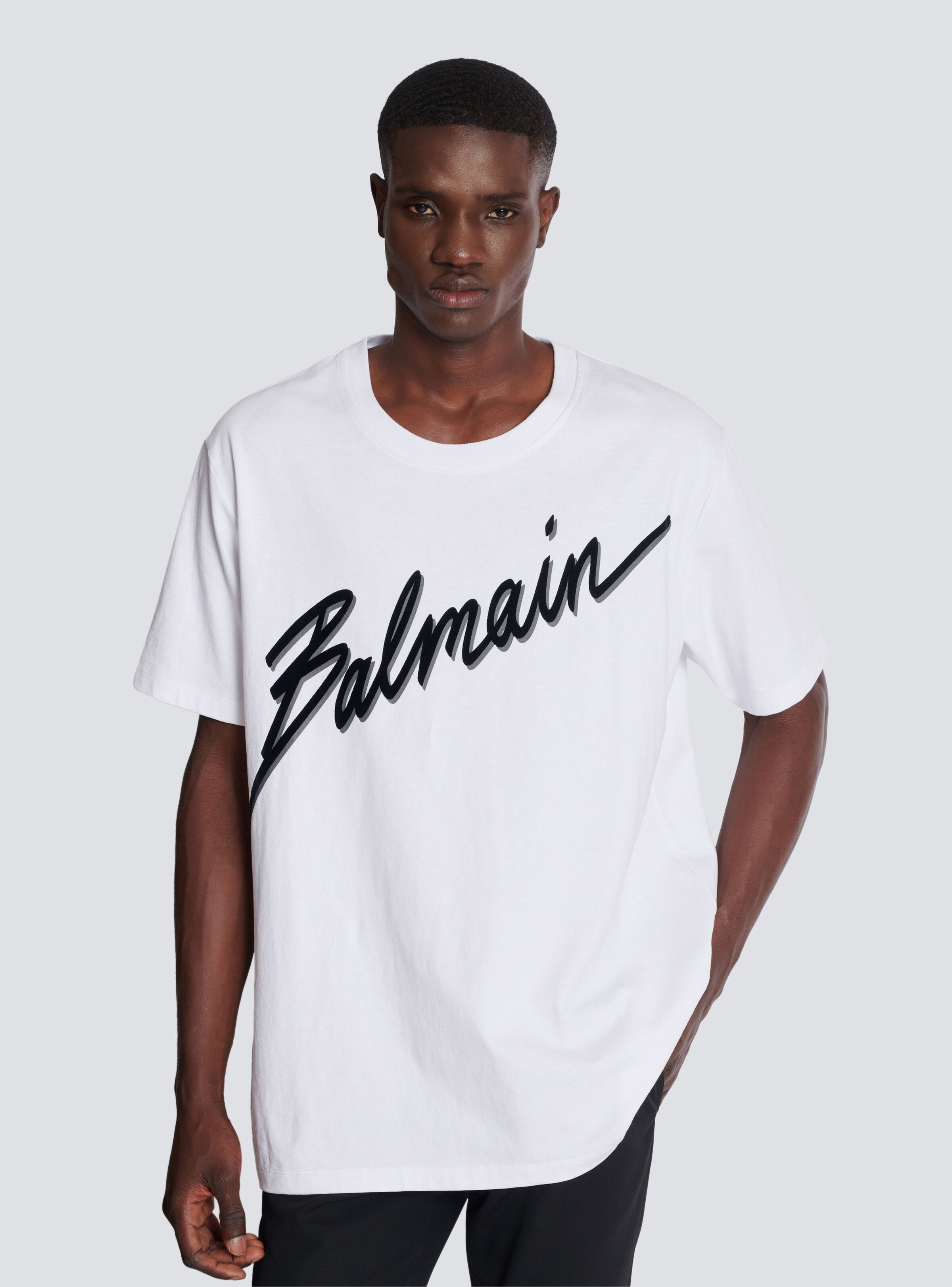 T-shirt with flocked Balmain Letter logo - 6