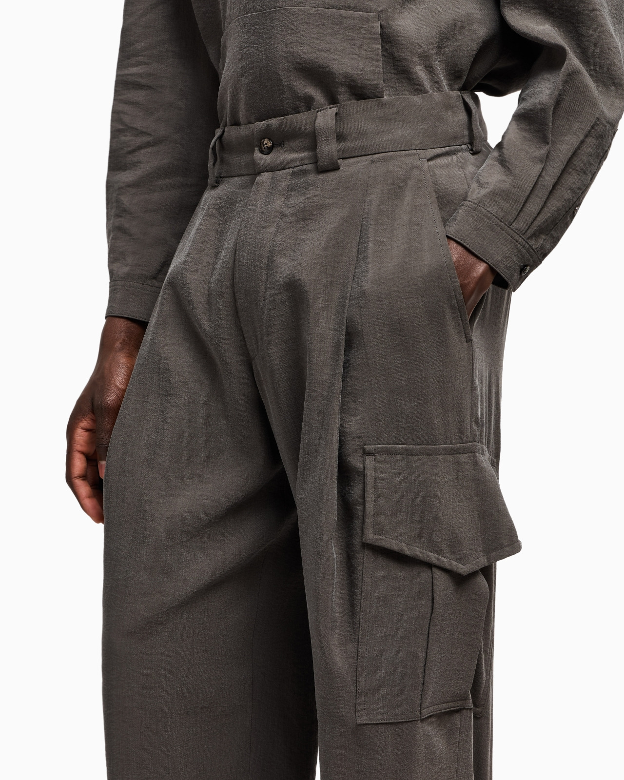 WASHED, SILK-BLEND, SINGLE-PLEAT TROUSERS - 5