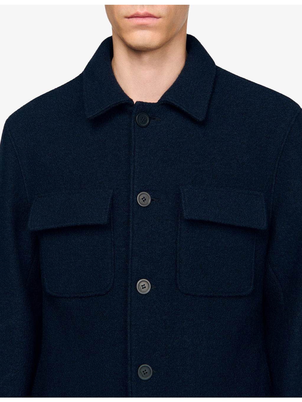 Patch-Pocket Long-Sleeve Wool Overshirt - 5