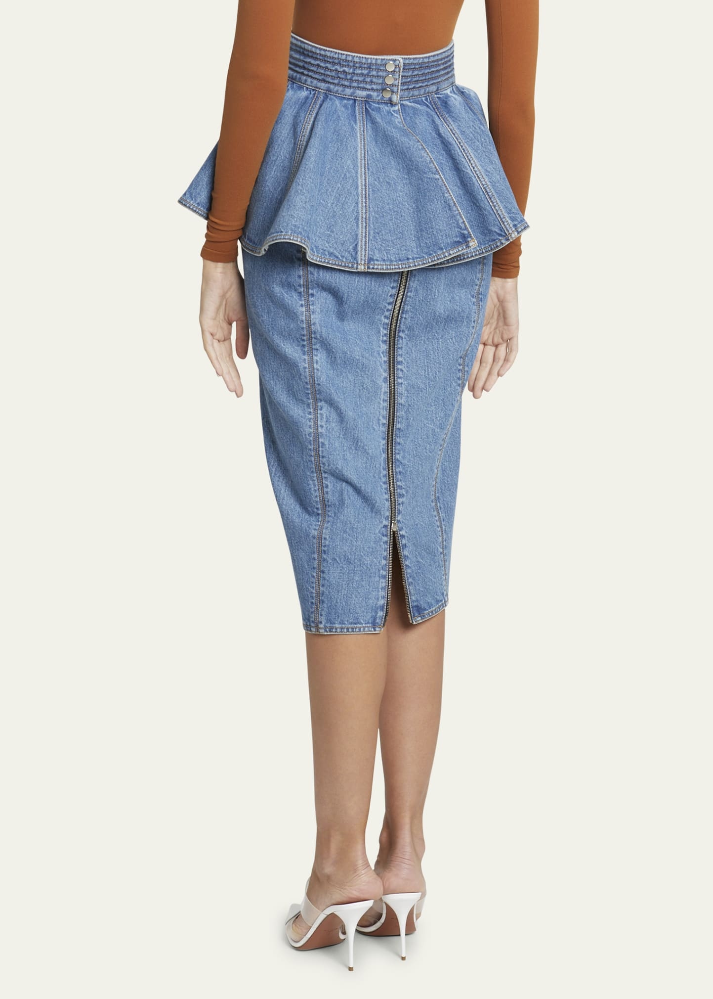 Denim Ruffle Belt Skirt - 3