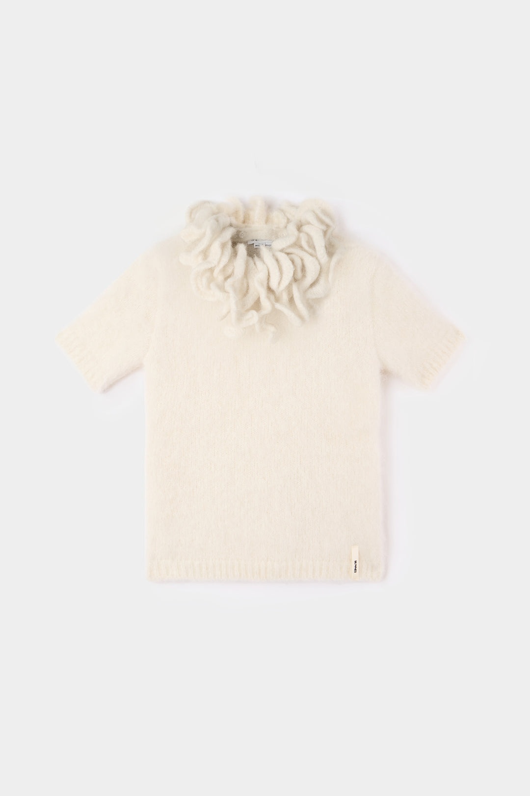 HAIRY KNIT SHORTSLEEVE TOP / off white - 2