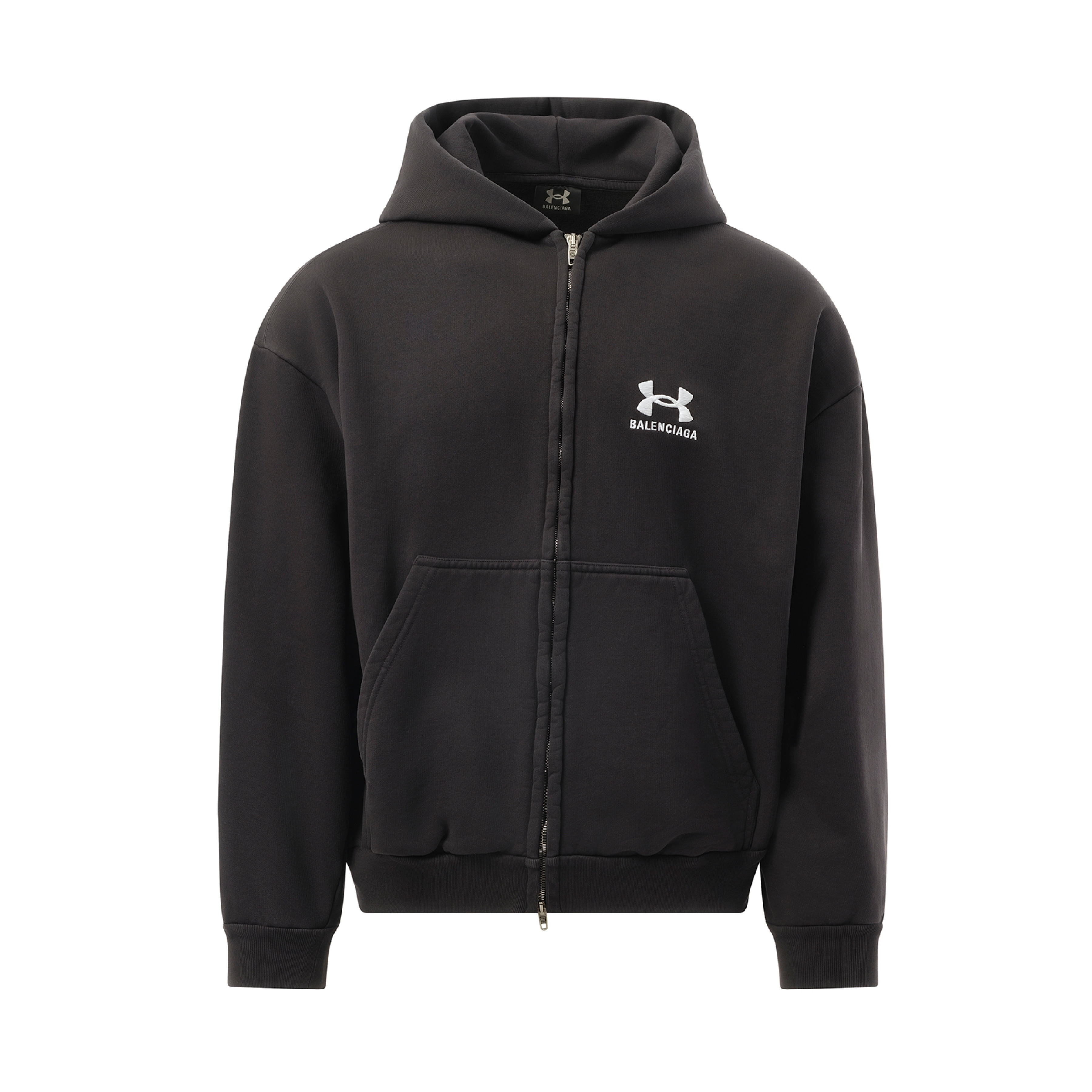 Under Armour Zip-Up Hoodie in Washed Black/White - 2