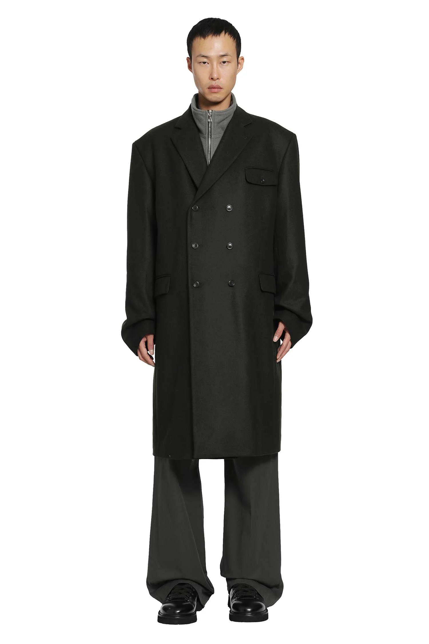 Double-breasted Loden Wool Coat - 1