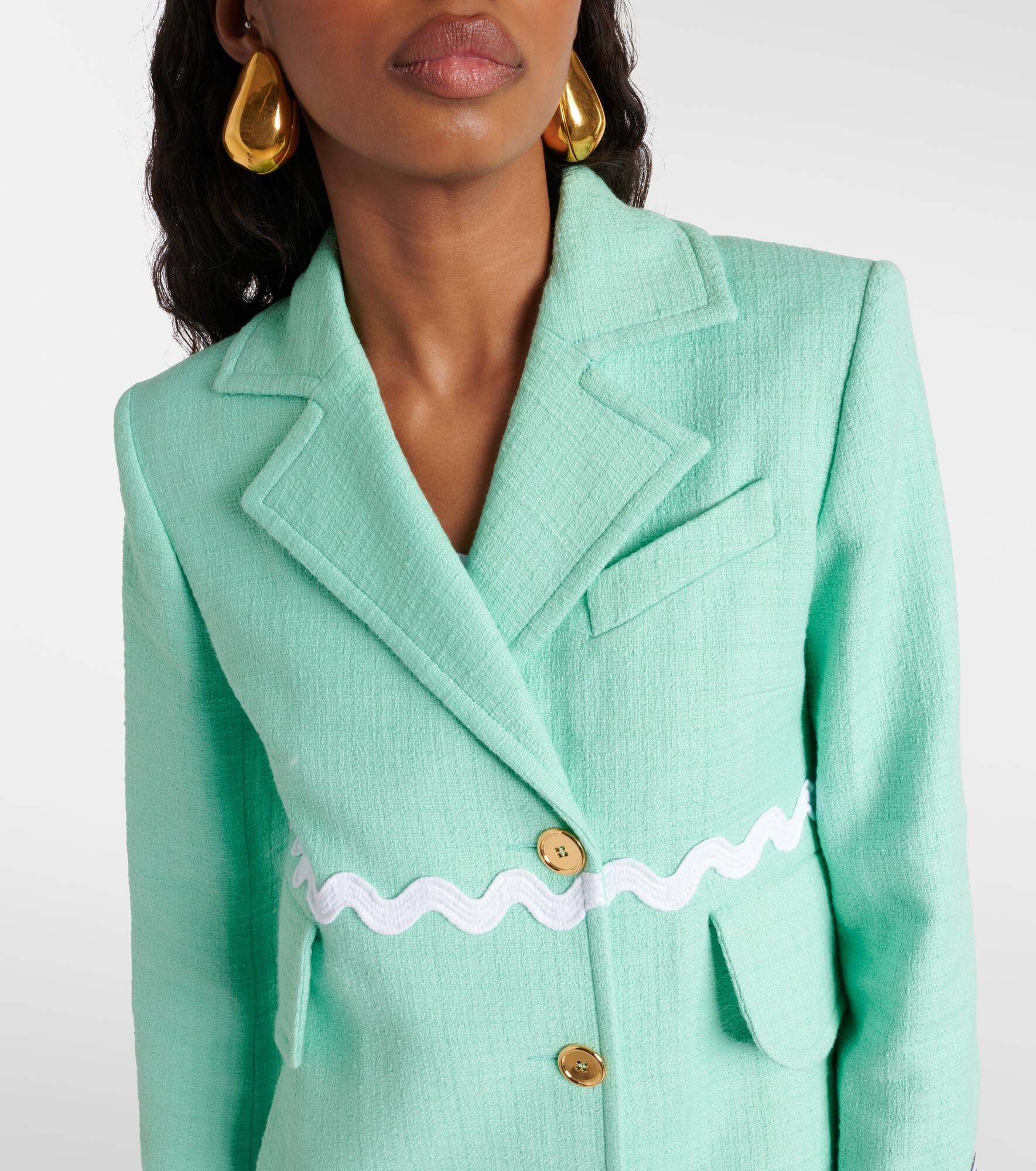 Single-breasted cotton-blend tweed coat - 4