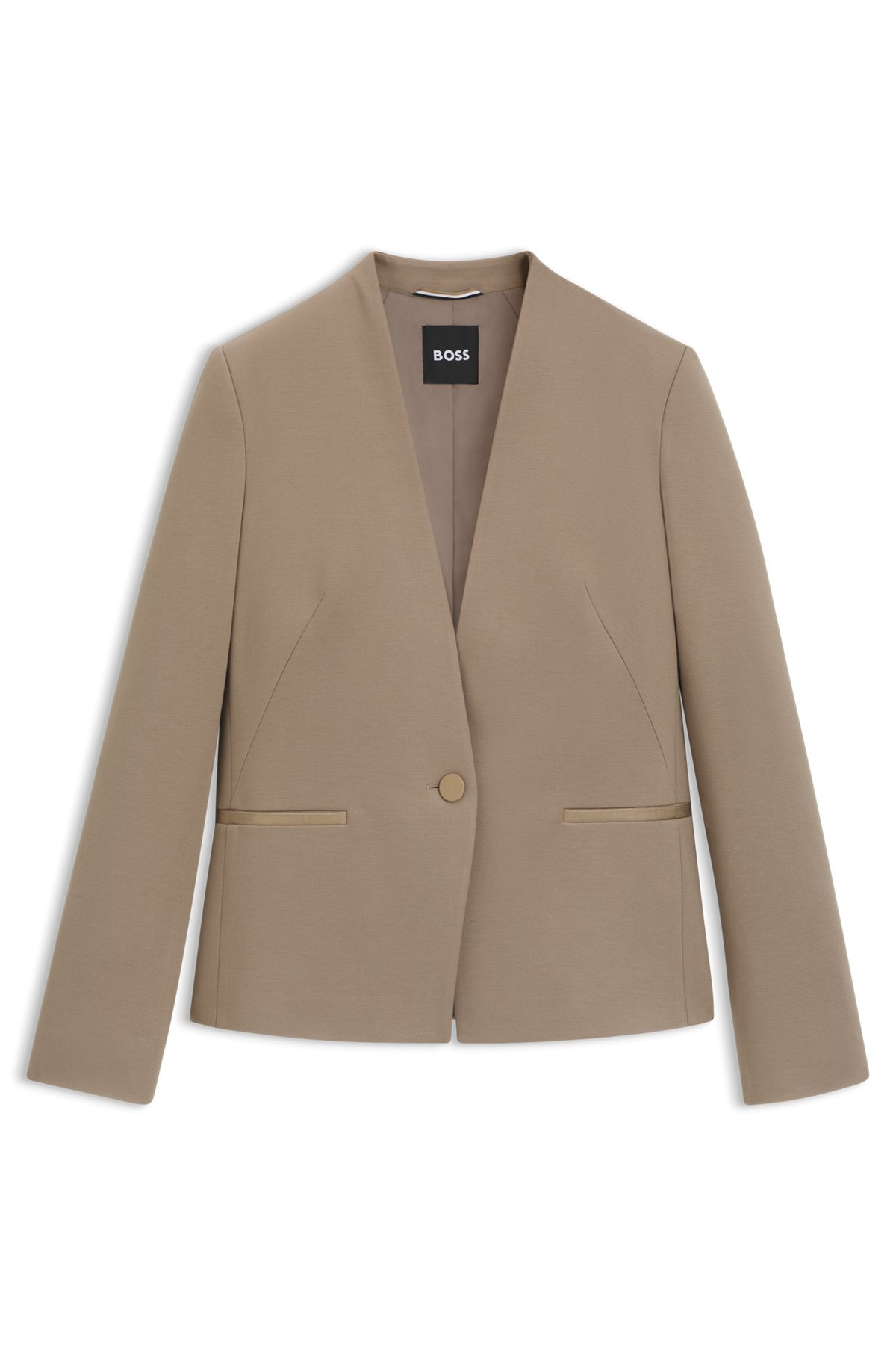 COLLARLESS REGULAR-FIT BLAZER WITH HARDWARE BUTTON - 1