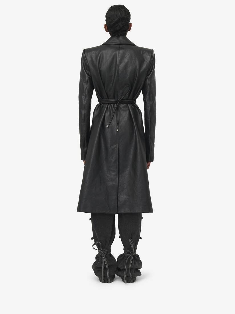 Stacked Shoulder Leather Raincoat​ - 4