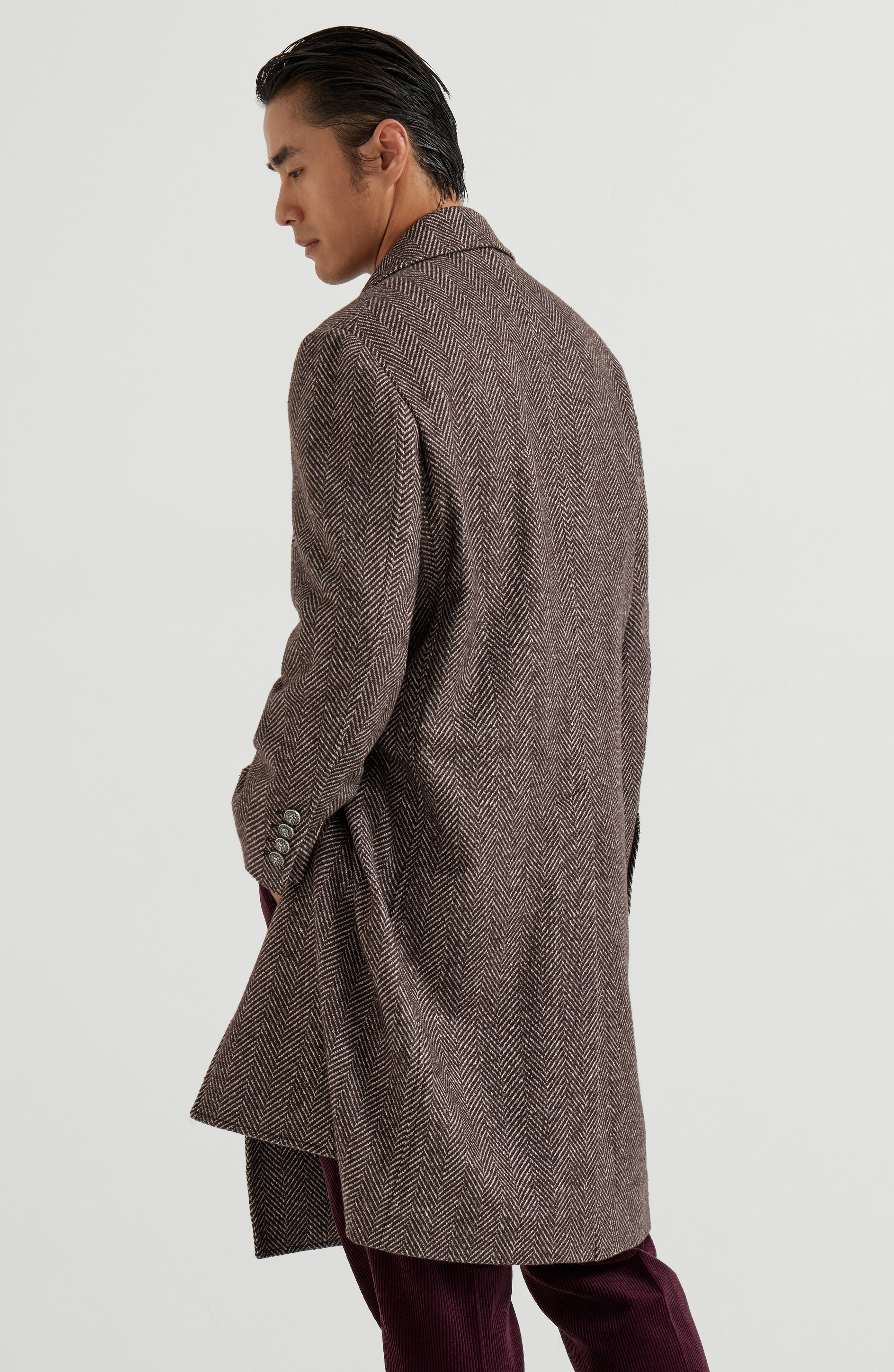 Brunello Cucinelli Chevron flannel coat in Brown at Nordstrom - 3
