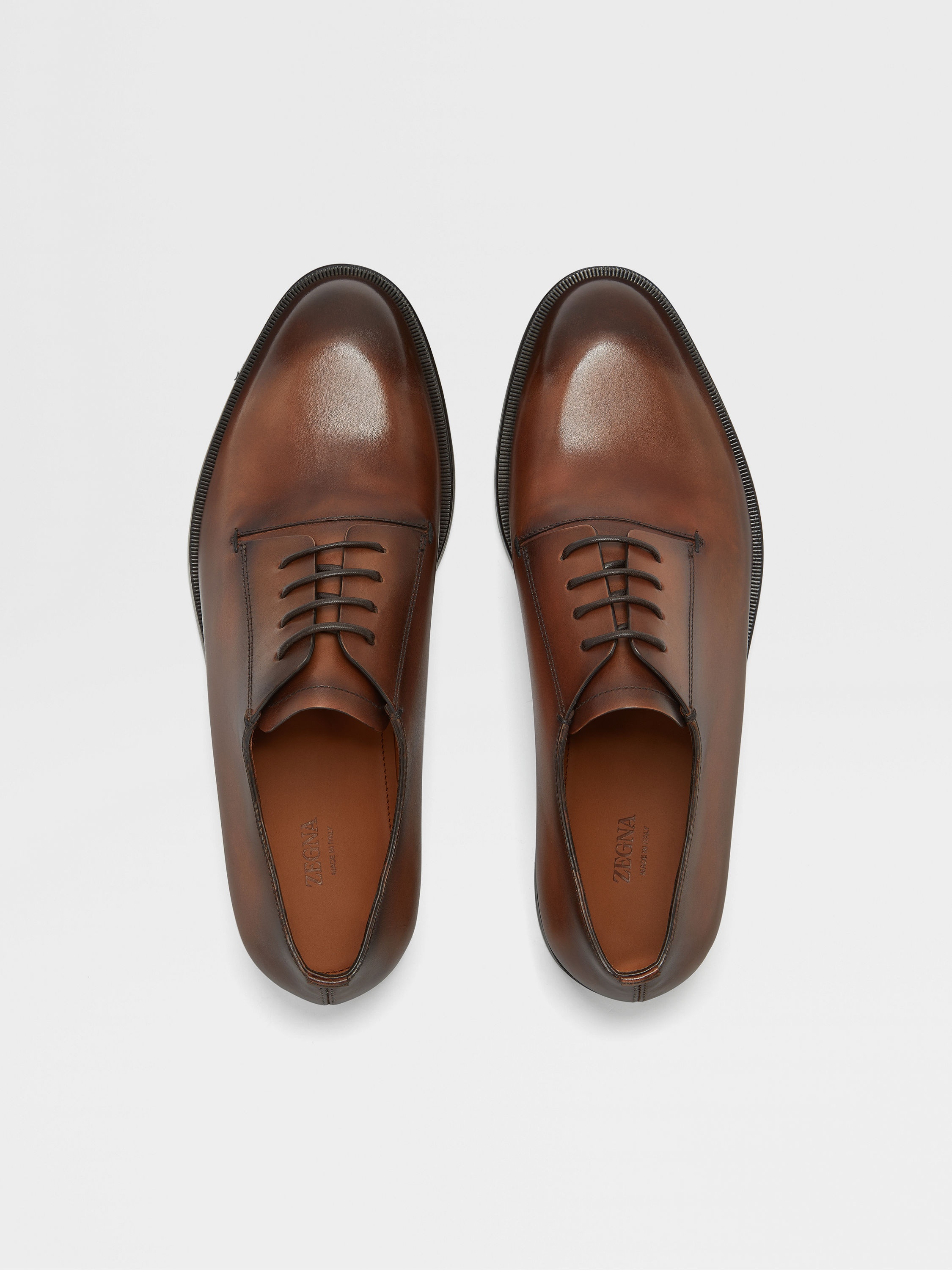 LIGHT BROWN LEATHER TORINO DERBY SHOES - 5
