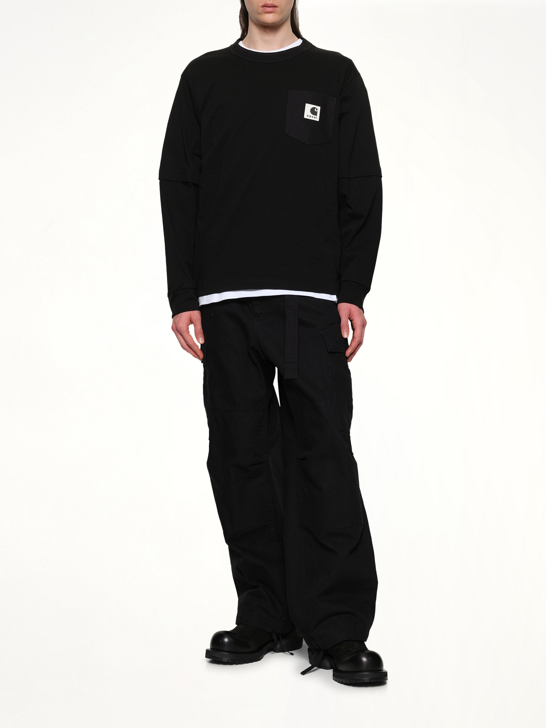 Carhartt WIP Cotton Jersey L/S T-Shirt in Black - 4