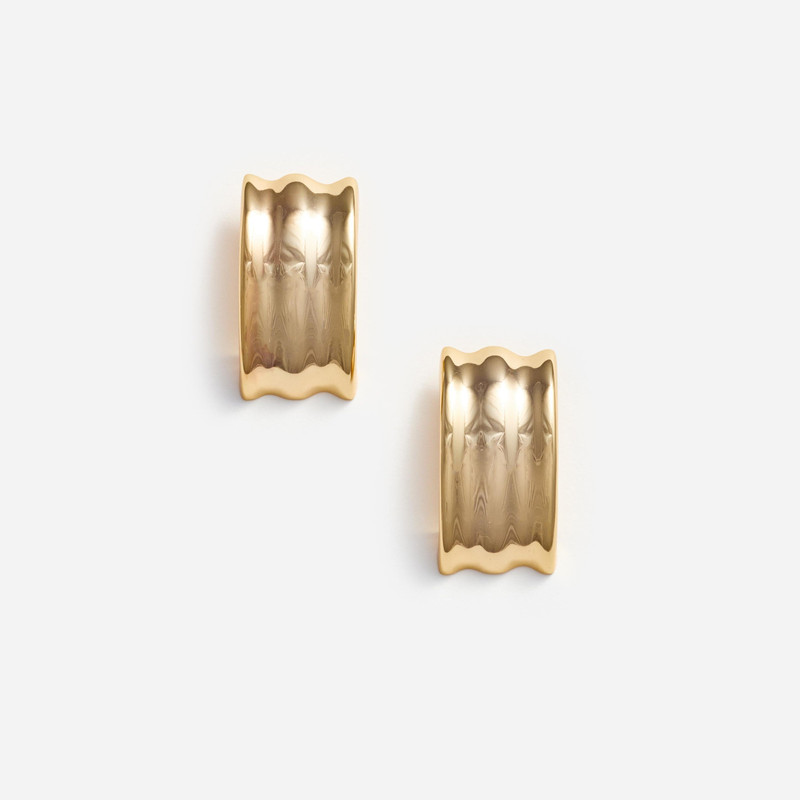 Gold Ridged Earrings - 1