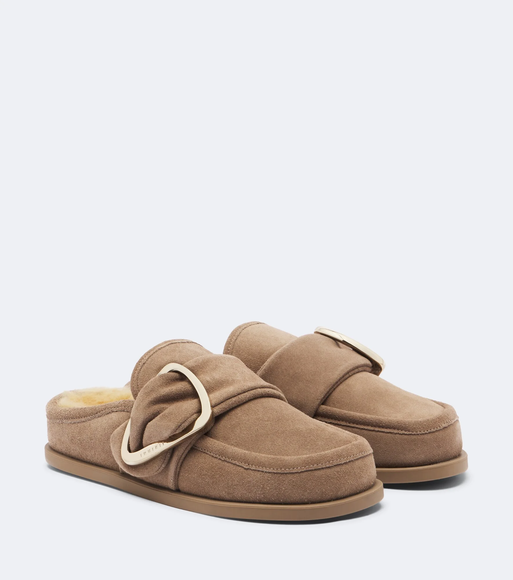 Shearling-lined suede mules - 1