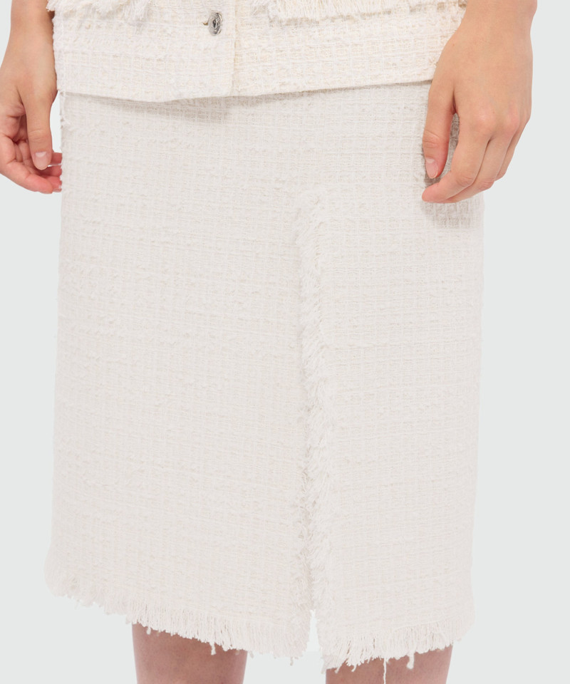 Off-white high-waisted boucle tweed-effect midi skirt 5