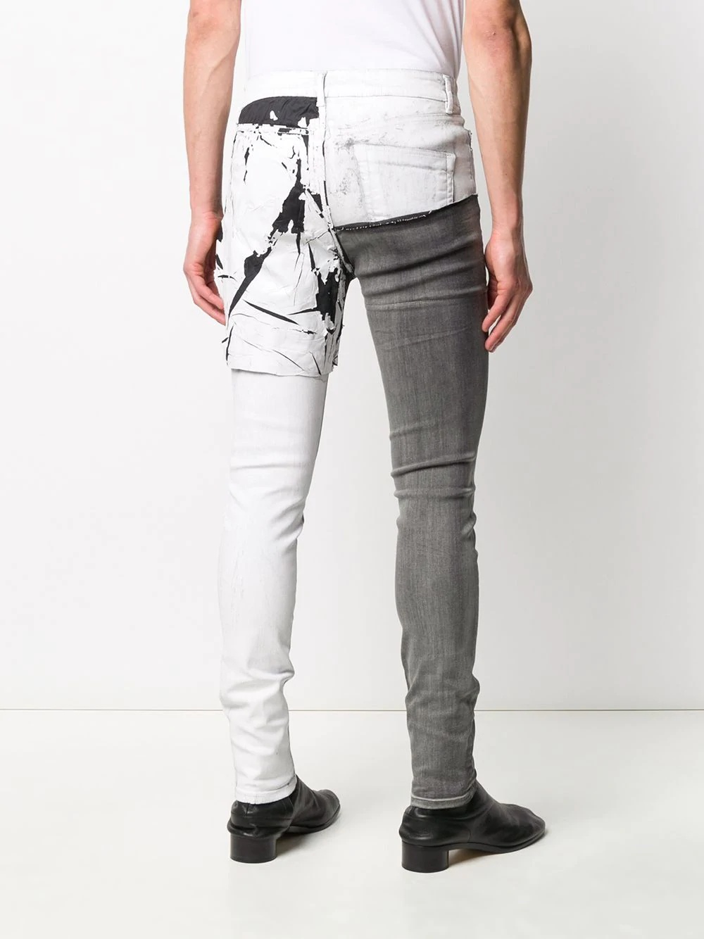 denim patchwork skinny jeans - 4