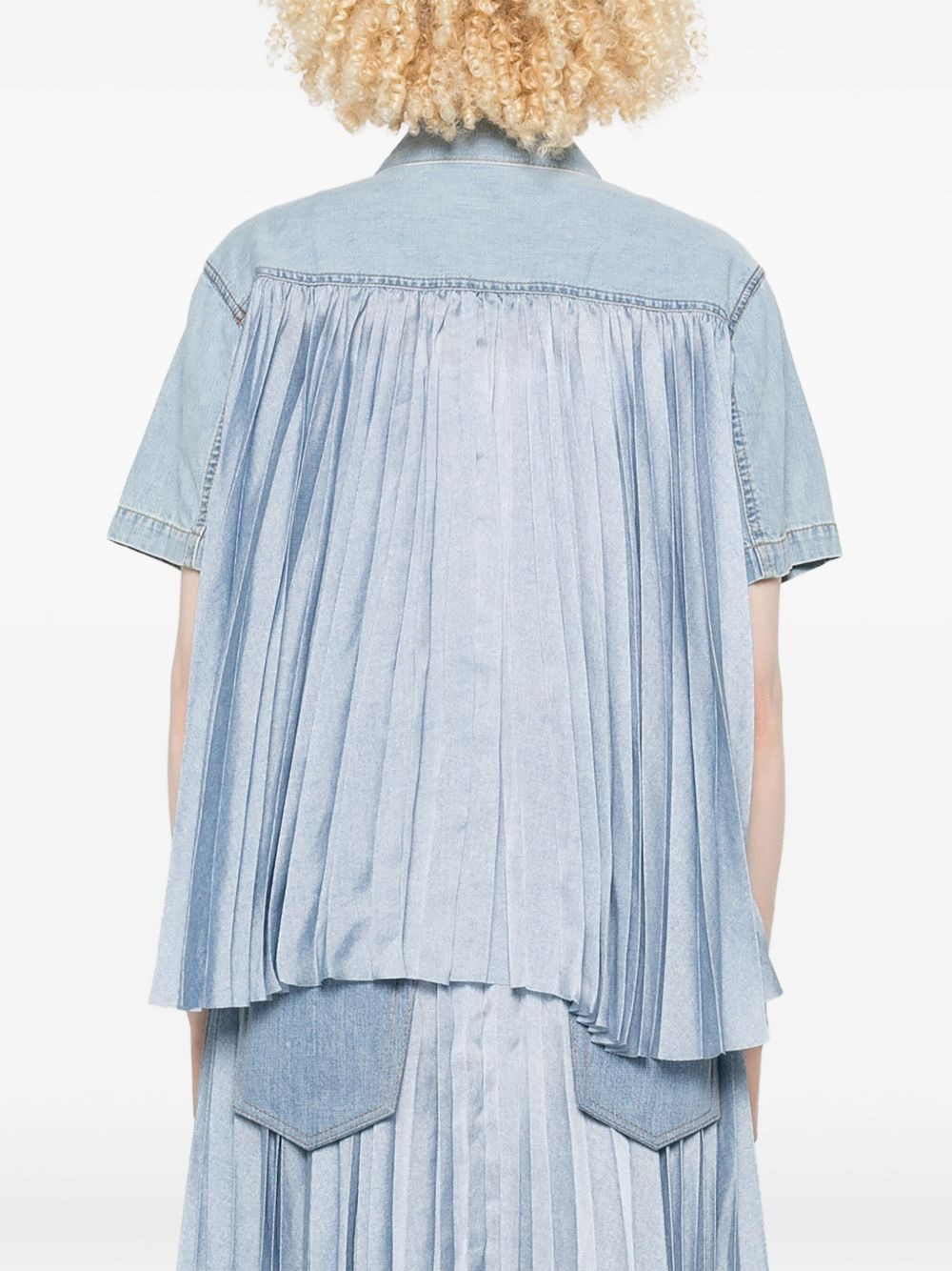 pleated denim shirt - 4