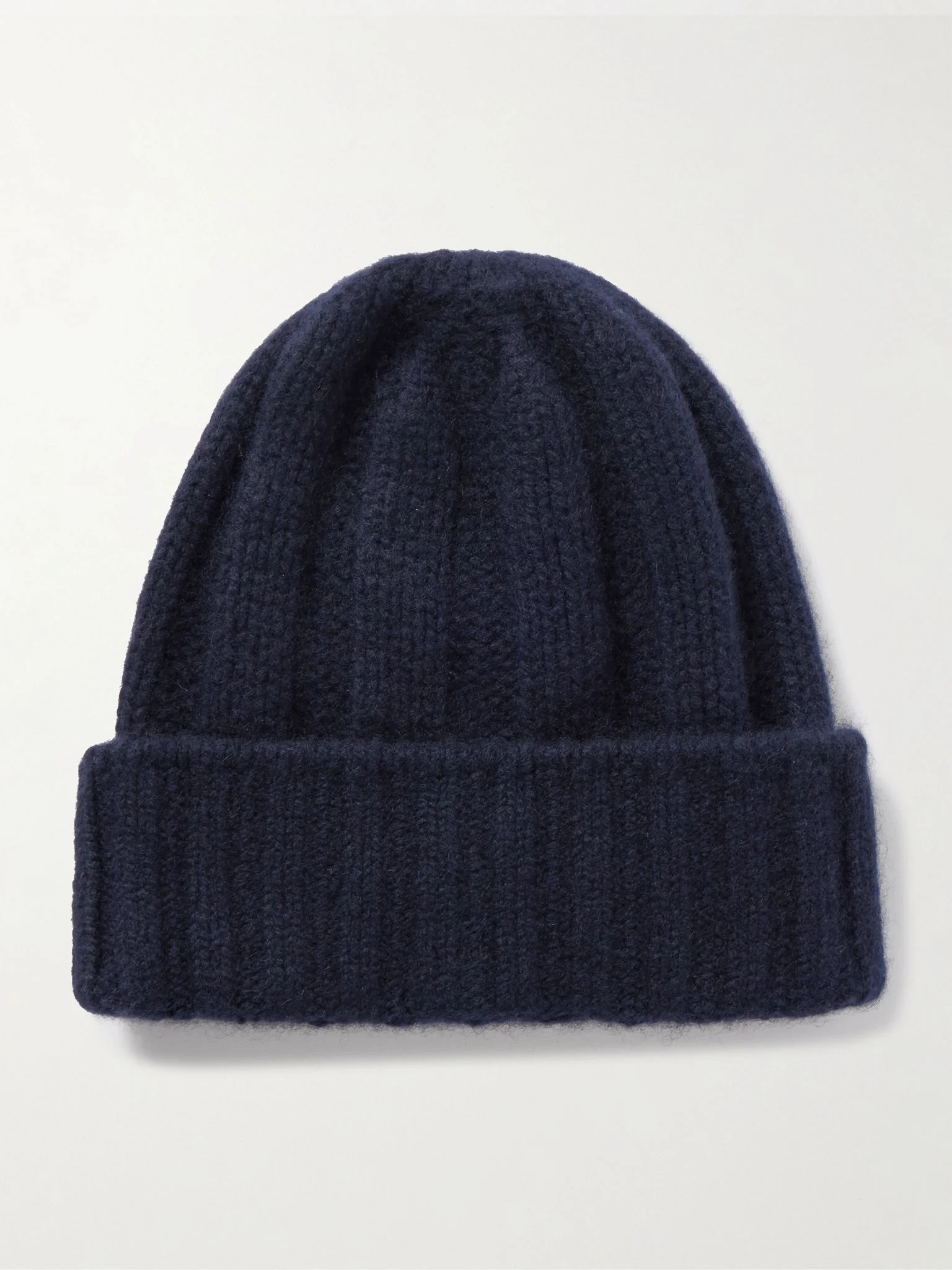 Ribbed Cashmere Beanie Navy - 1