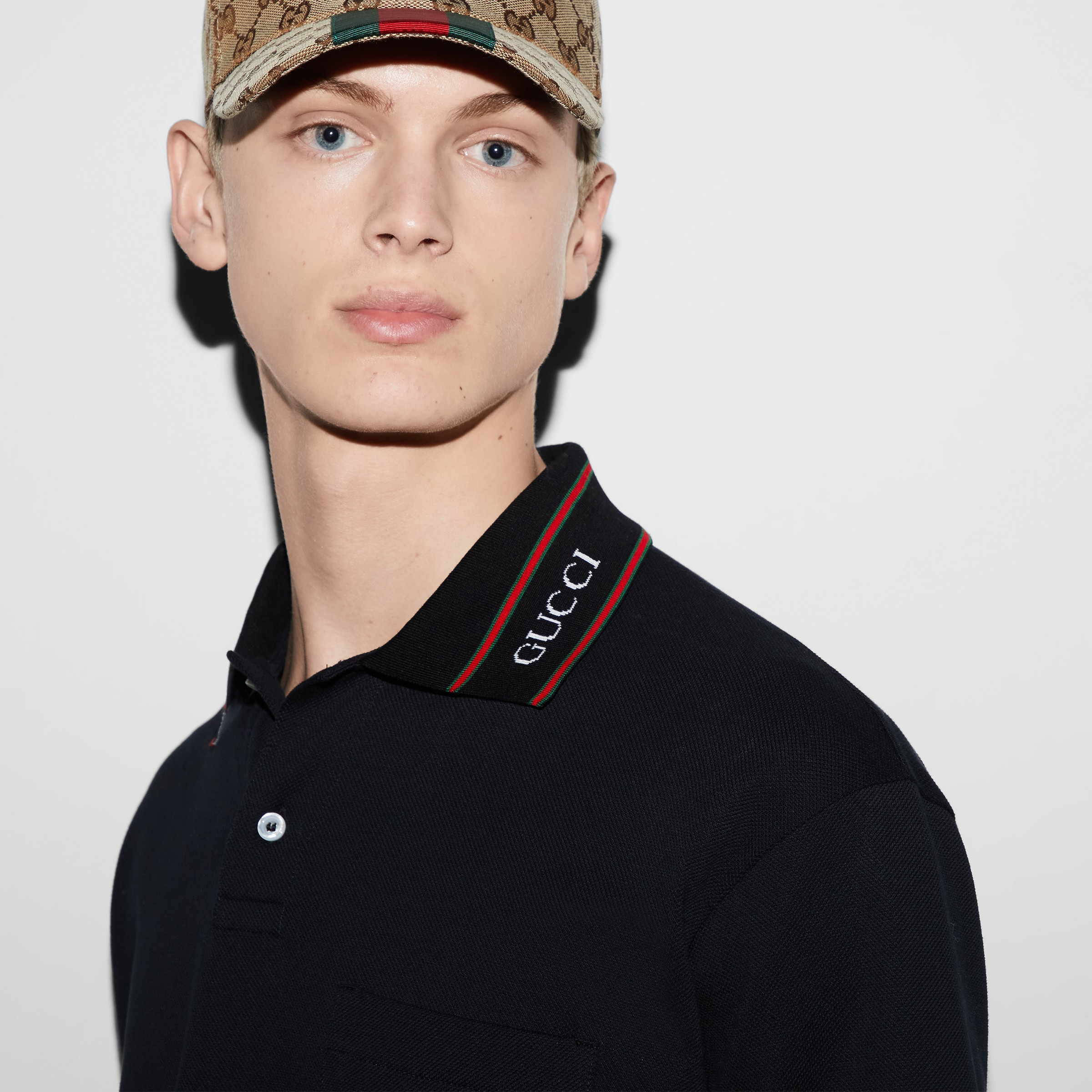 Cotton piquet polo shirt with Web - 5