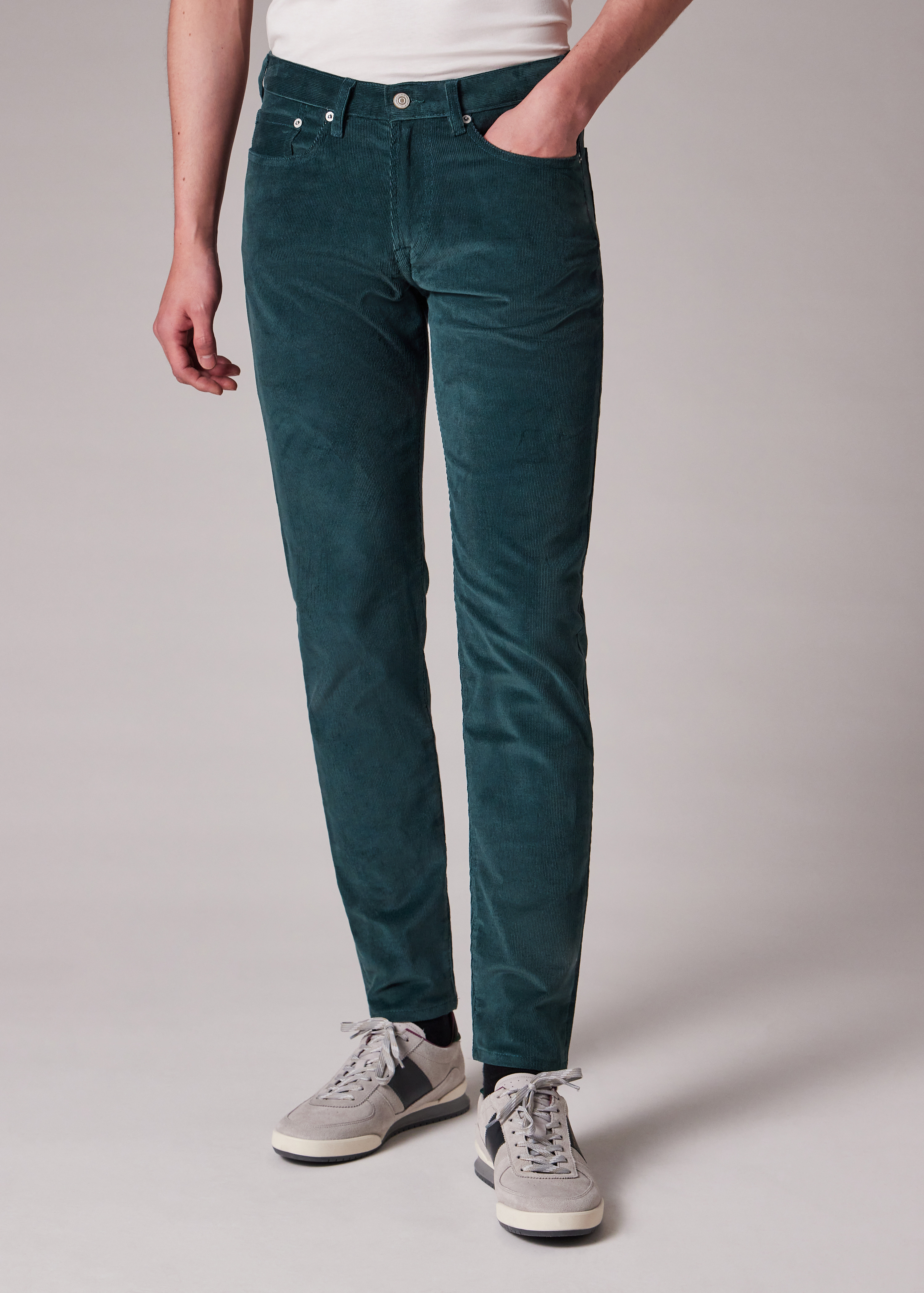 Tapered-Fit Petrol Blue Corduroy Trousers - 3