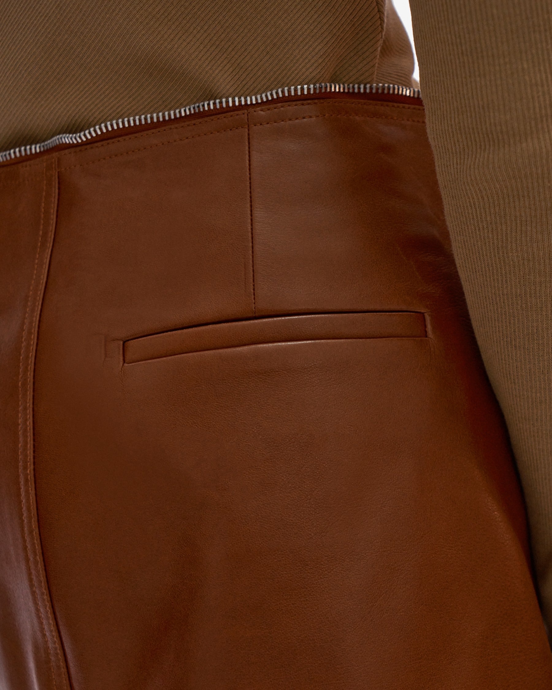 LEATHER ZIP MINI SKIRT - 6