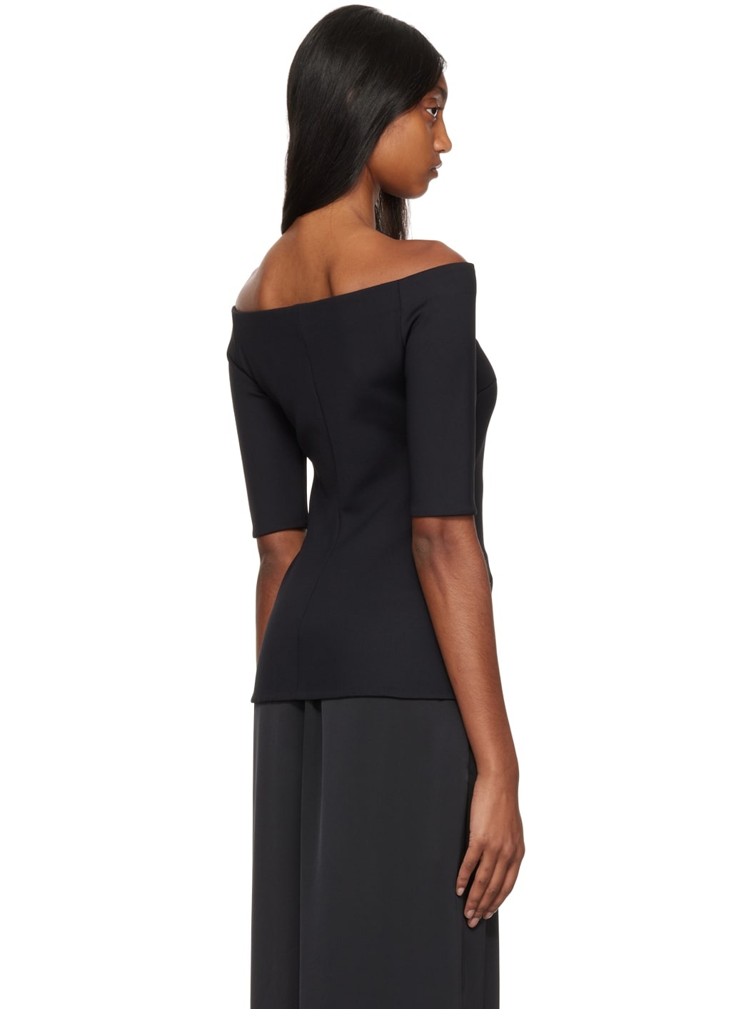 Black Off-The-Shoulder T-Shirt - 3