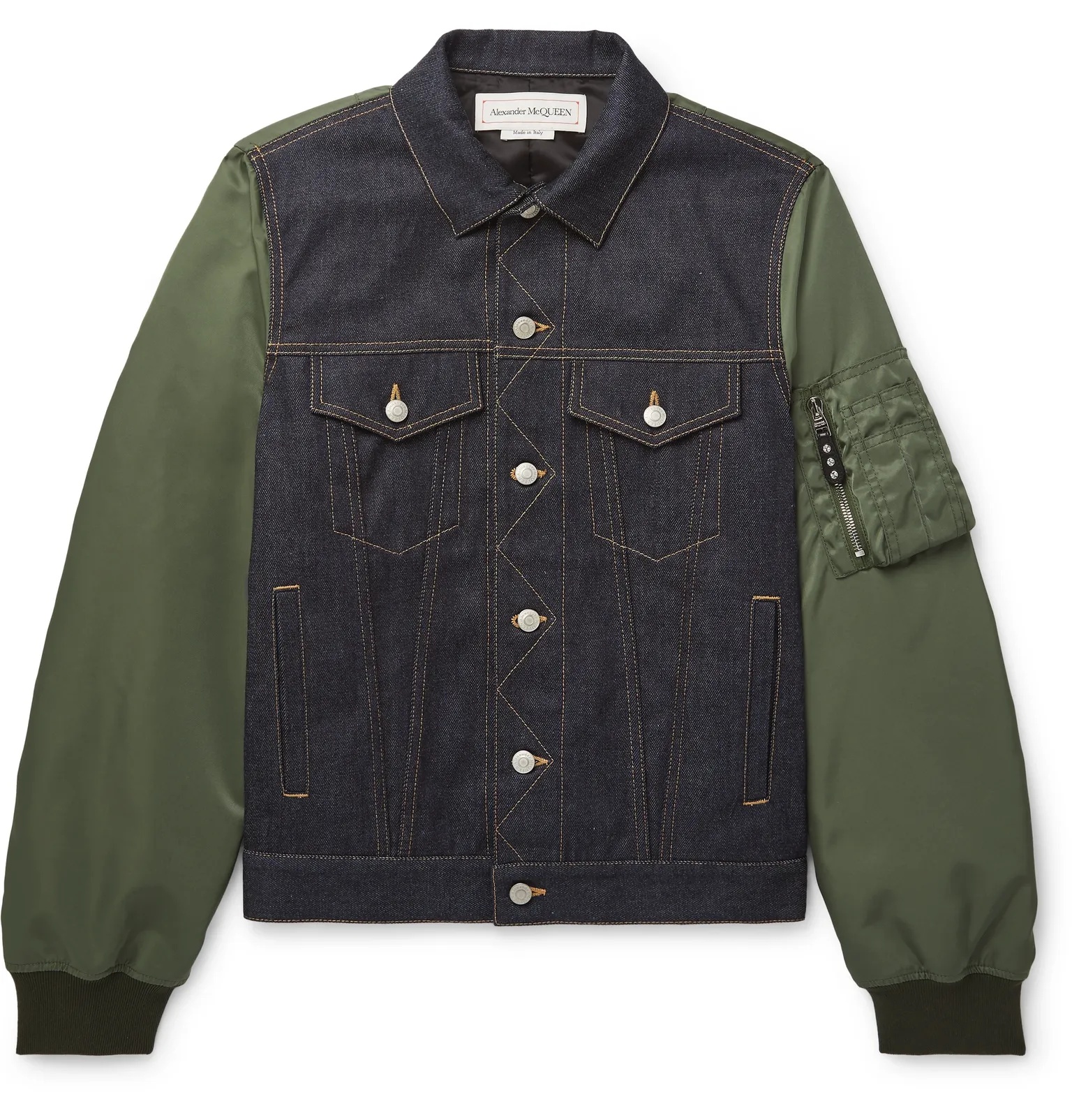 Slim-Fit Panelled Padded Shell and Denim Jacket - 1