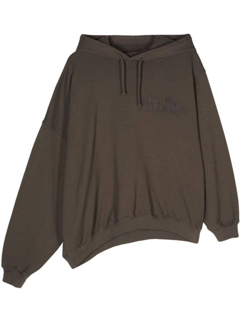 embroidered-logo asymmetric hoodie - 1