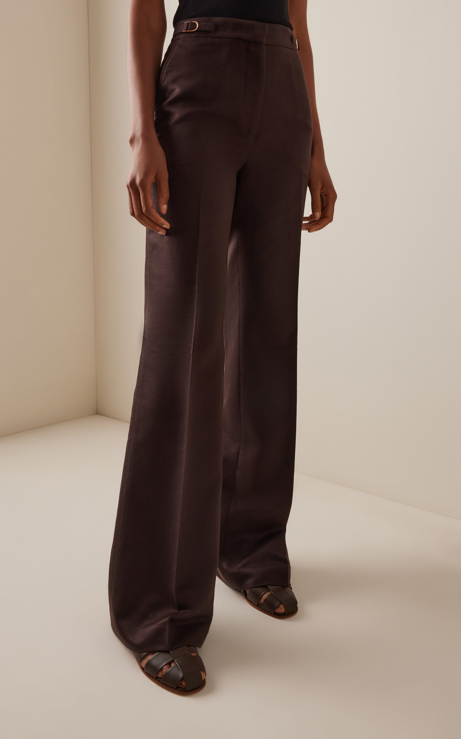 Vesta Flared Silk Pants brown - 4