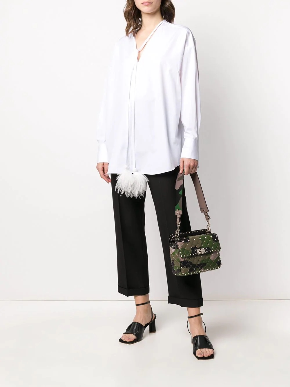 ostrich feather embellished shirt - 2