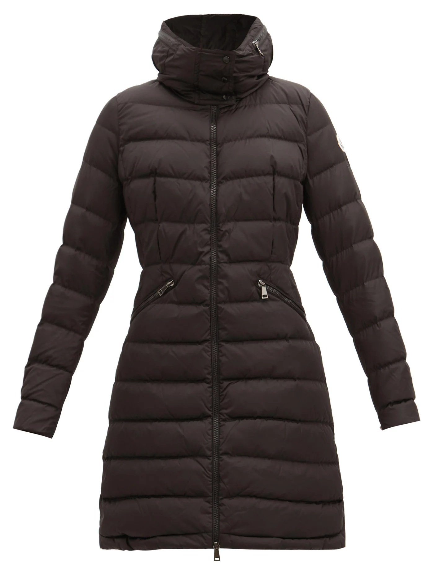 Flammette zip-away hood quilted down coat - 1